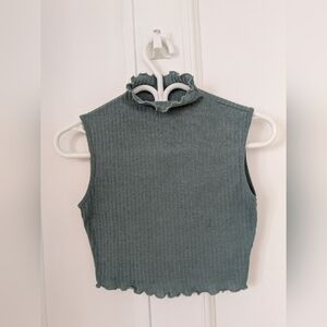 Sleeveless Ribbed Mock Neck Top in Sage Green